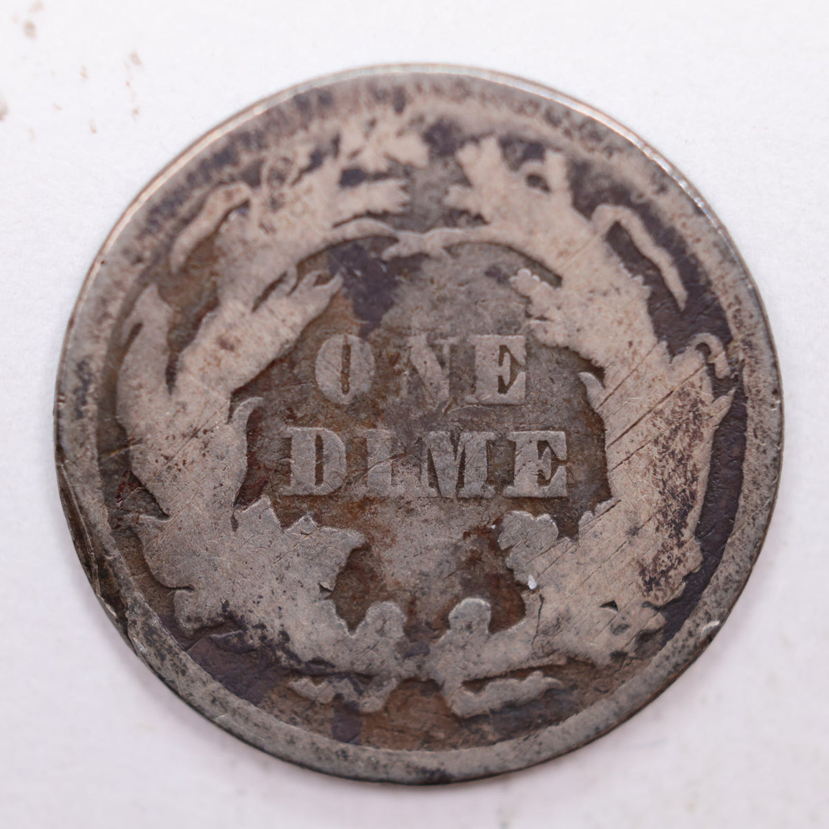 1865 Seated Liberty Silver Dime, Good Circulated Coin, Store #DE005.