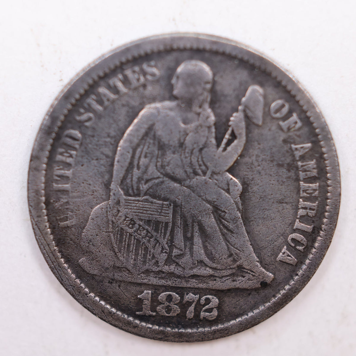 1872-S Seated Liberty Silver Dime, Very Fine Detailed Coin, Store #DE009.
