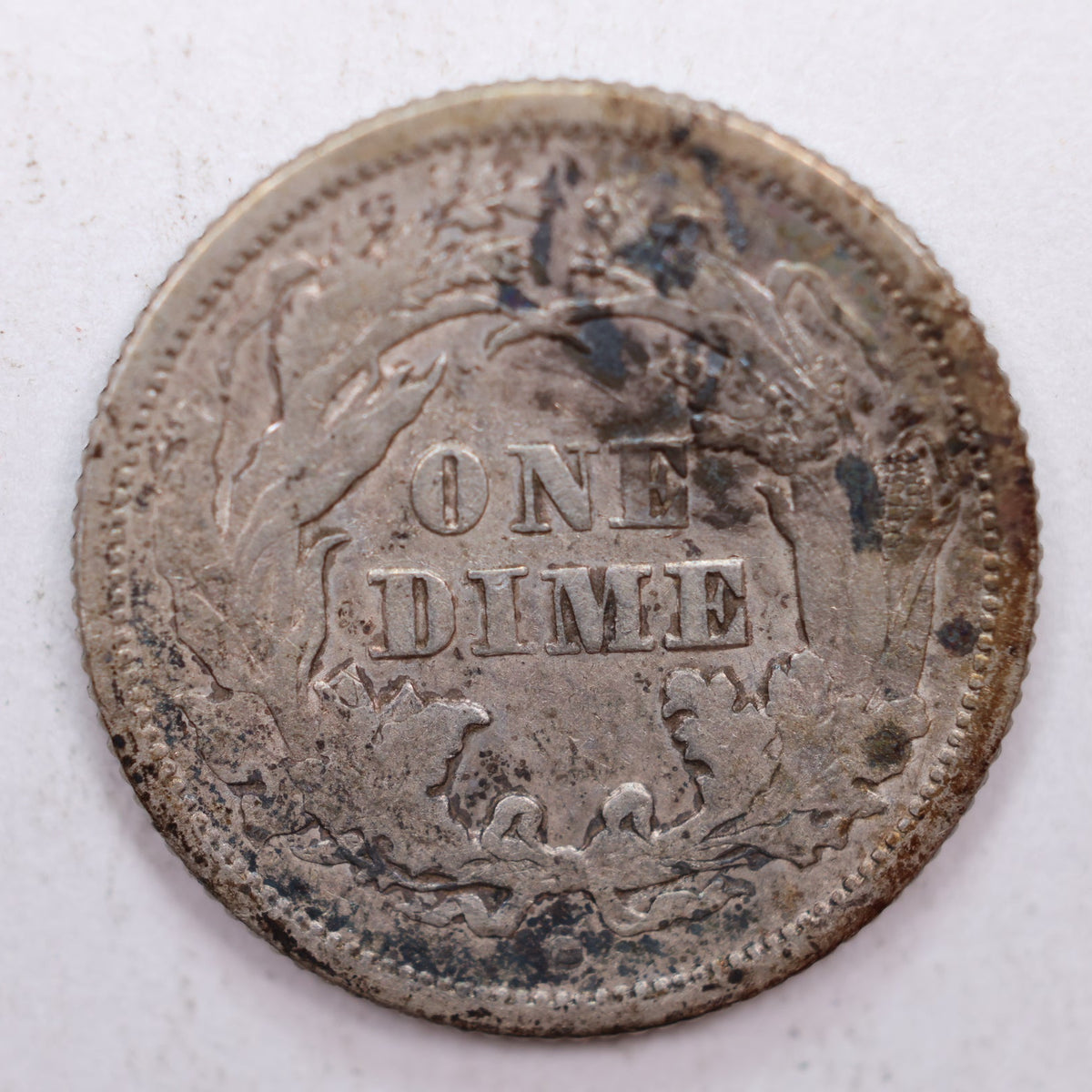 1875-S Seated Liberty Silver Dime, About Uncirculated Coin, Store #DE012.