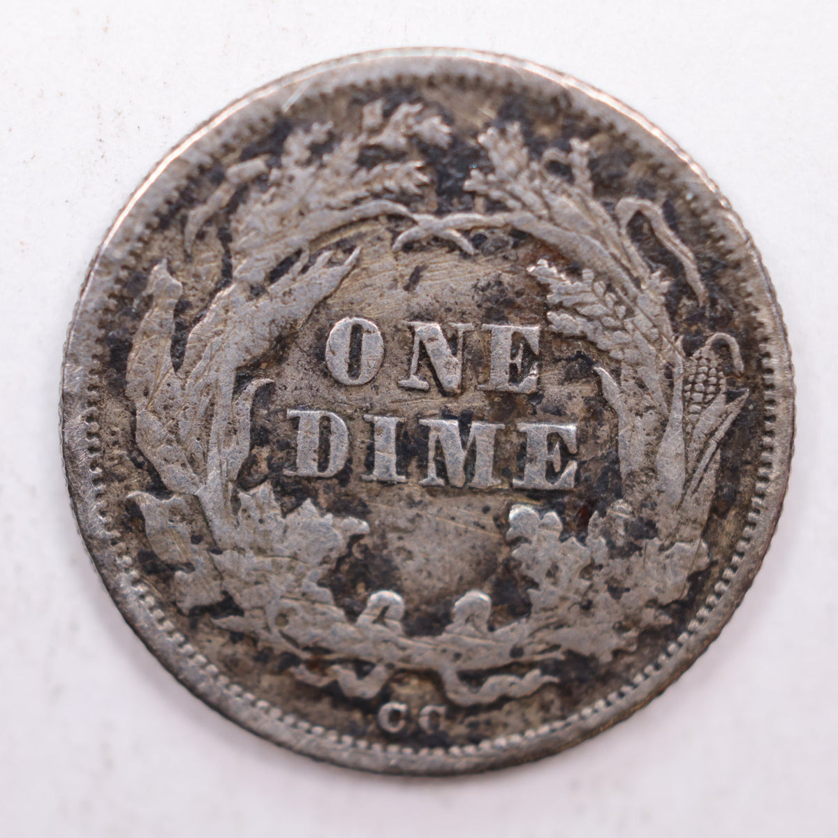 1875-CC Seated Liberty Silver Dime, Extra Fine Circulated Coin, Store #DE014.