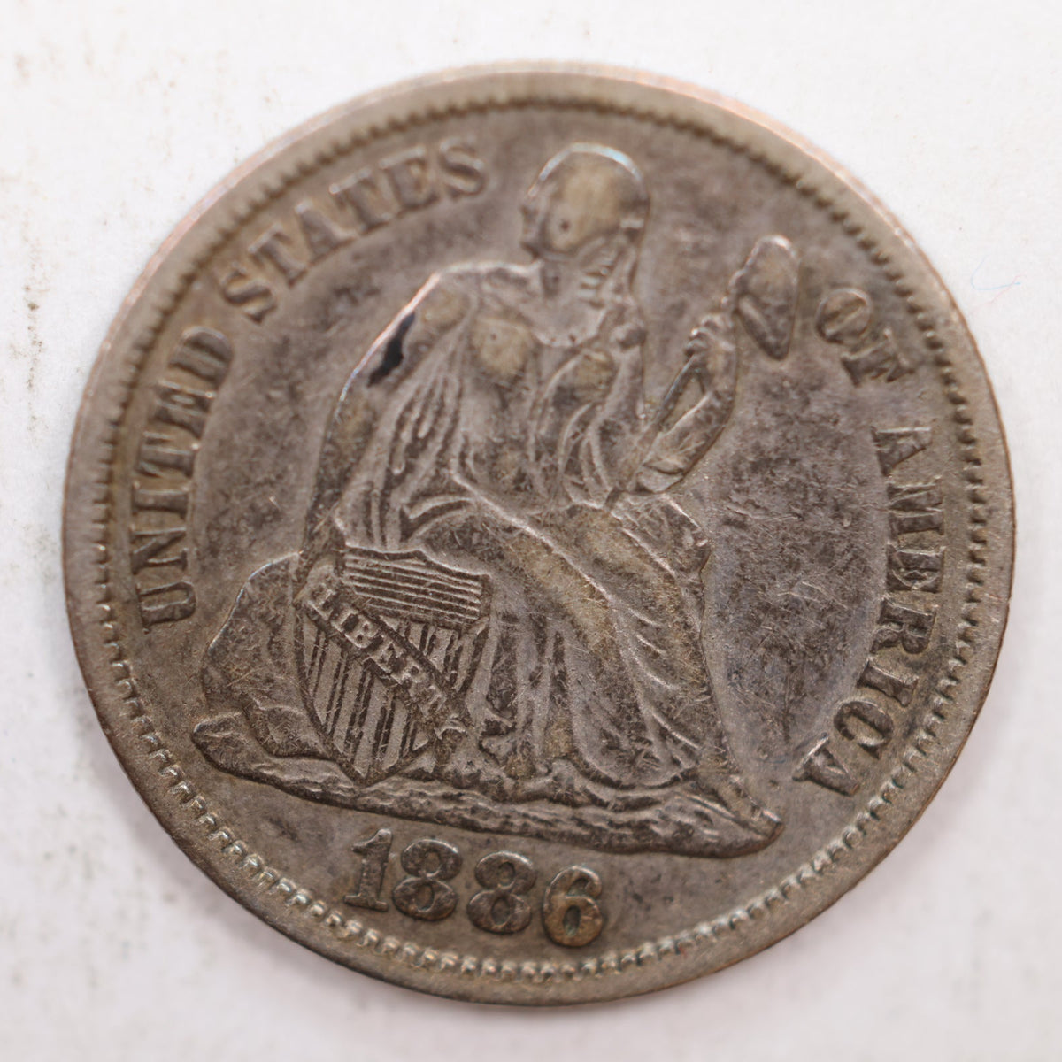 1884-S Seated Liberty Silver Dime, Extra Fine Circulated Coin, Store #DE020.