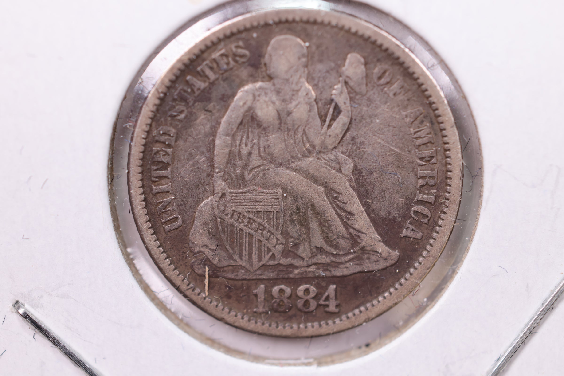 1884 Seated Liberty Silver Dime., V.F +., Store Sale #19145