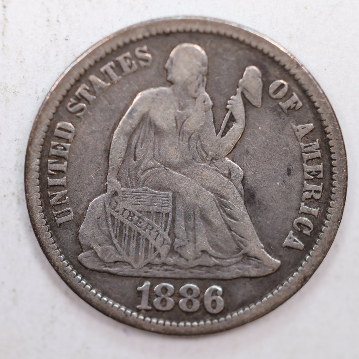 1884-S Seated Liberty Silver Dime, Very Fine Circulated Coin, Store #DE021.