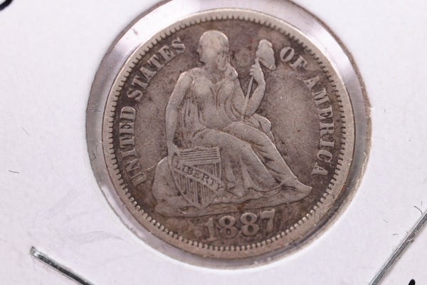 1887 Seated Liberty Silver Dime., V.F., Store Sale #19154