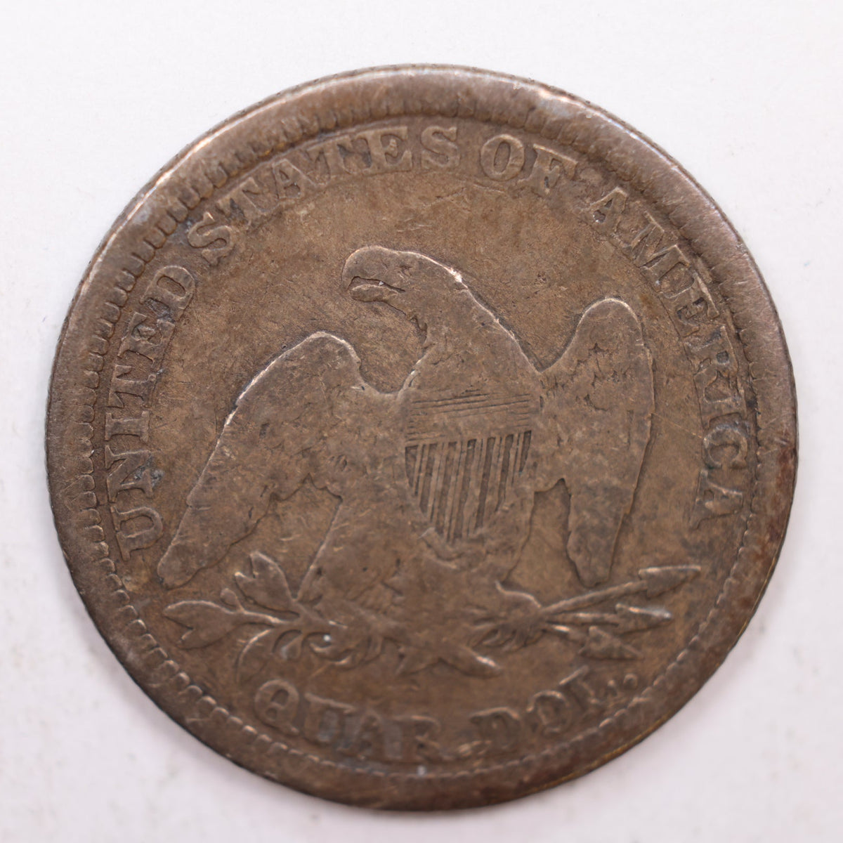 1865 Seated Liberty Quarter, Very Good Circulated Coin, Store #QR013.