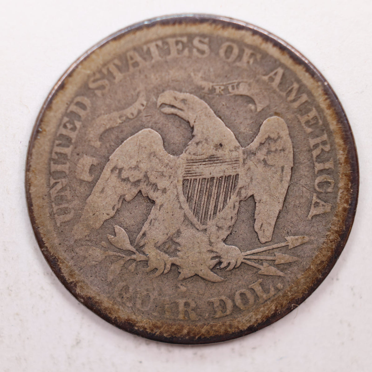 1869-S Seated Liberty Quarter, Very Good Circulated Coin, Store #QR015.
