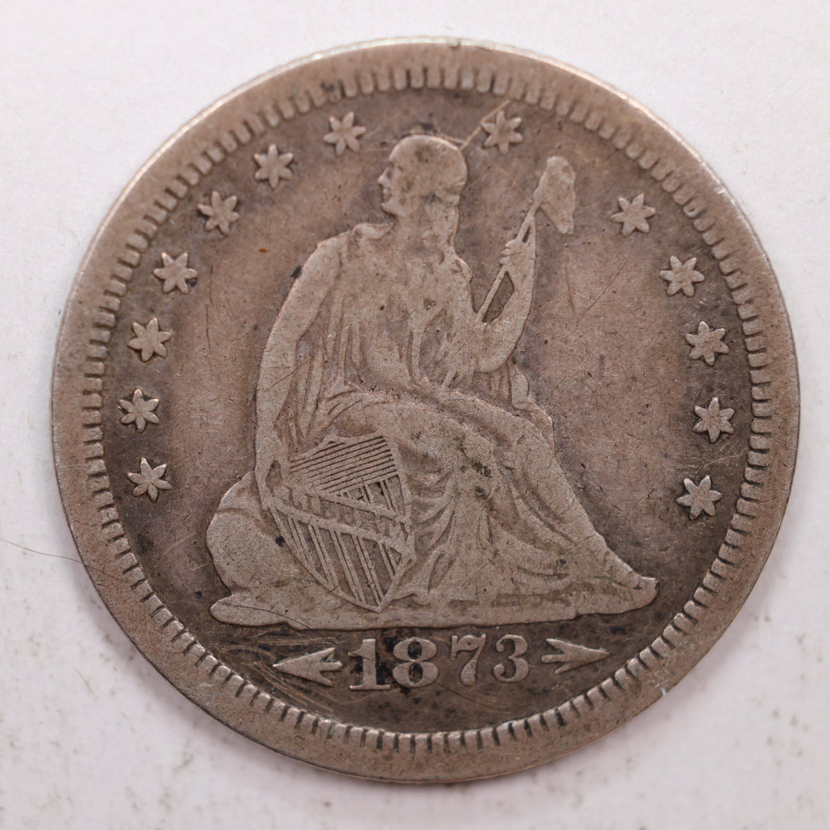 1873-S Seated Liberty Quarter, Very Fine Circulated Coin, Store #QR017.