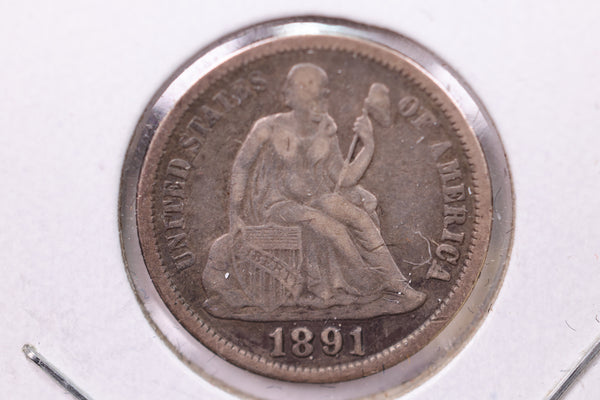 1891 Seated Liberty Silver Dime., V.F., Store Sale #19169