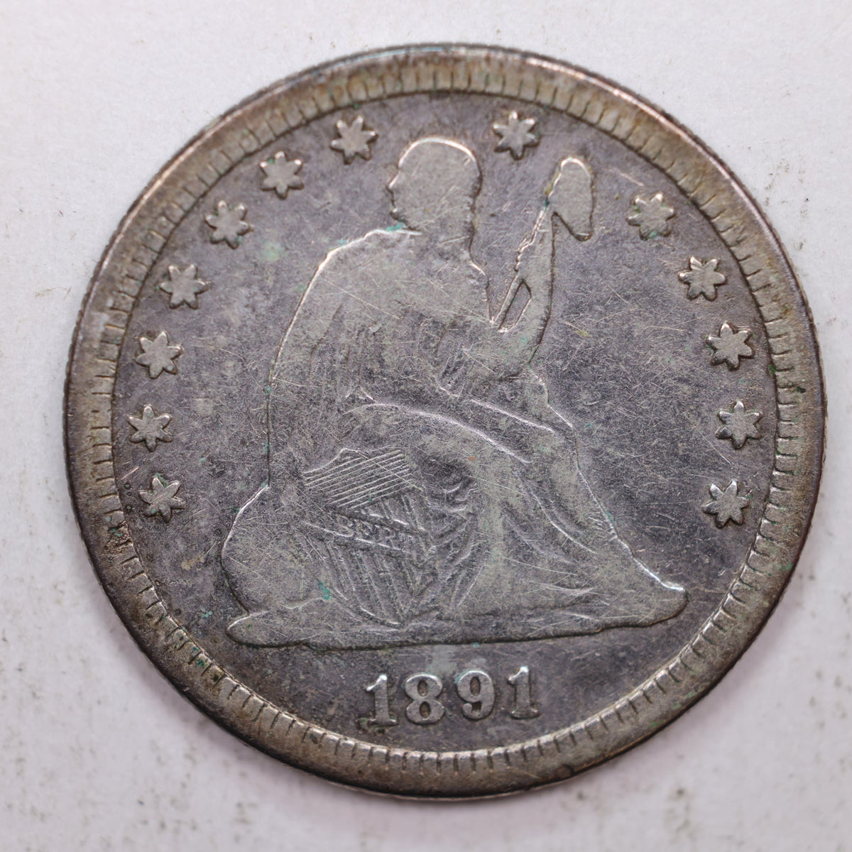 1891-S Seated Liberty Quarter, Fine Detailed, Circulatred Coin, Store #QR023.