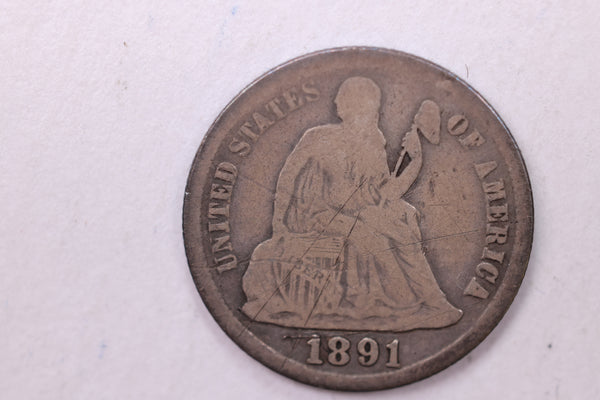 1891-S Seated Liberty Silver Dime., V.F., Store Sale #19173