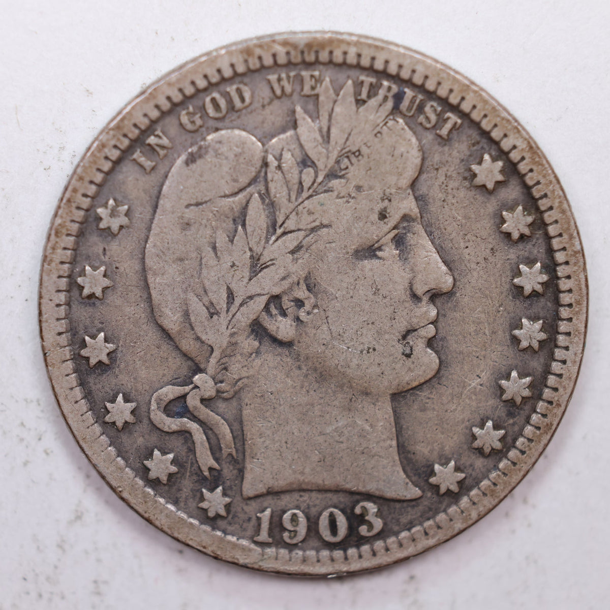 1903 Barber Silver Quarter, Very Fine Circulated Coin, Store #QR025.