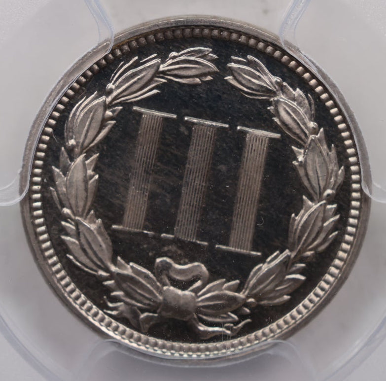 1869 3 Cent Copper Nickel, Proof Strike, PCGS PF-65, CAC, Store #G3C013.