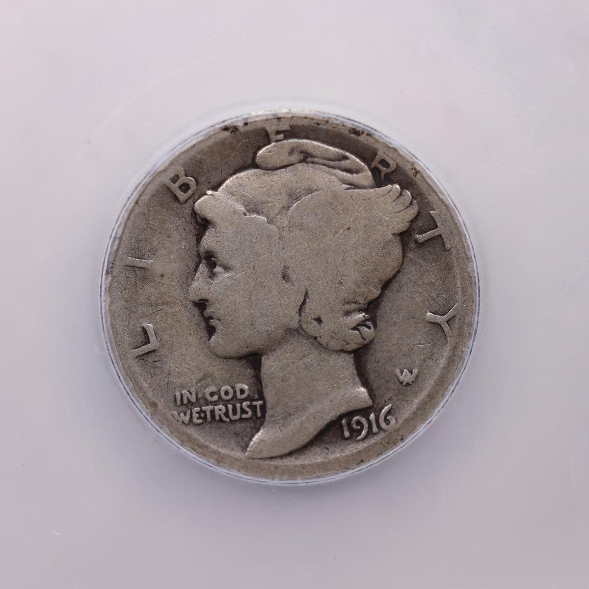 1916-D Mercury Head Silver Dime, 'Key Date', ICG Good-4, Store #DE1004