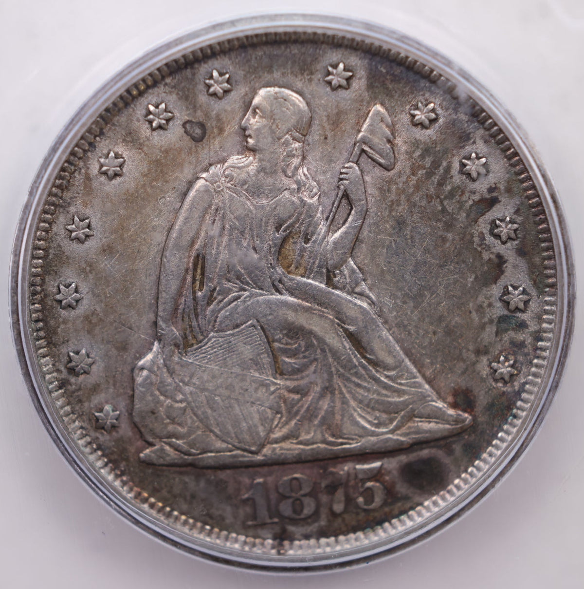 1875-CC Twenty Cent Piece, Certified ICG AU-55, Hard Date, Store #20C03.