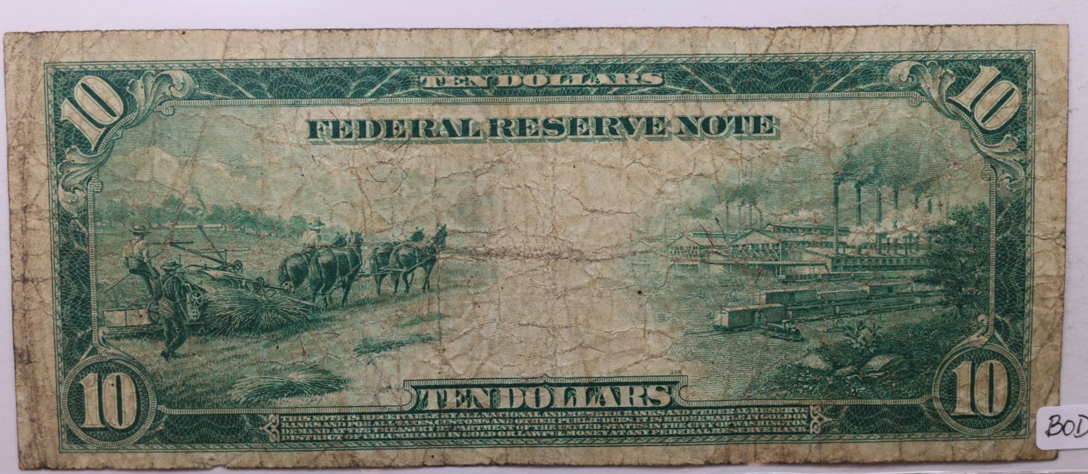 1914 $10 Federal Reserve Note., Large Size, Very Fine., Store #LFN0004