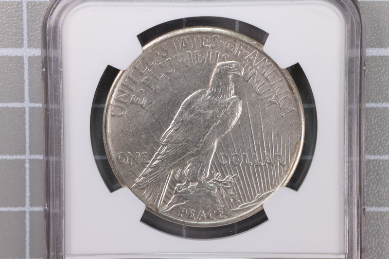 1921 Peace Silver Dollar, "Semi-Key Date", High Relief. Genuine NGC Holder, Store