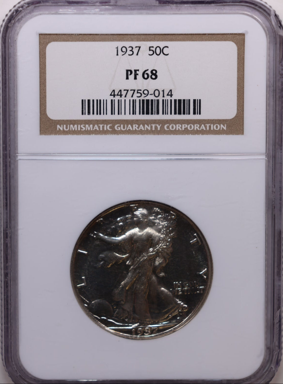 1937 Walking Liberty Silver Half Dollar, NGC PF-68, Proof Coin, Store #HR2061.