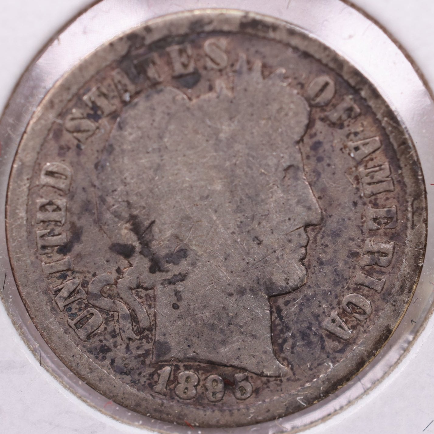 1895-S Barber Silver Dime, About Good Circulated Coin, Store #d895S07