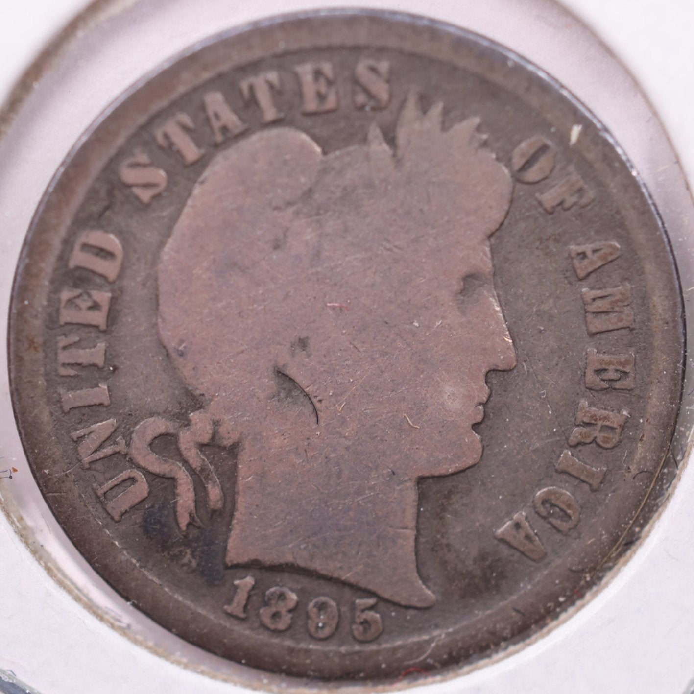 1895-S Barber Silver Dime, About Good Circulated Coin, Store #d895S09