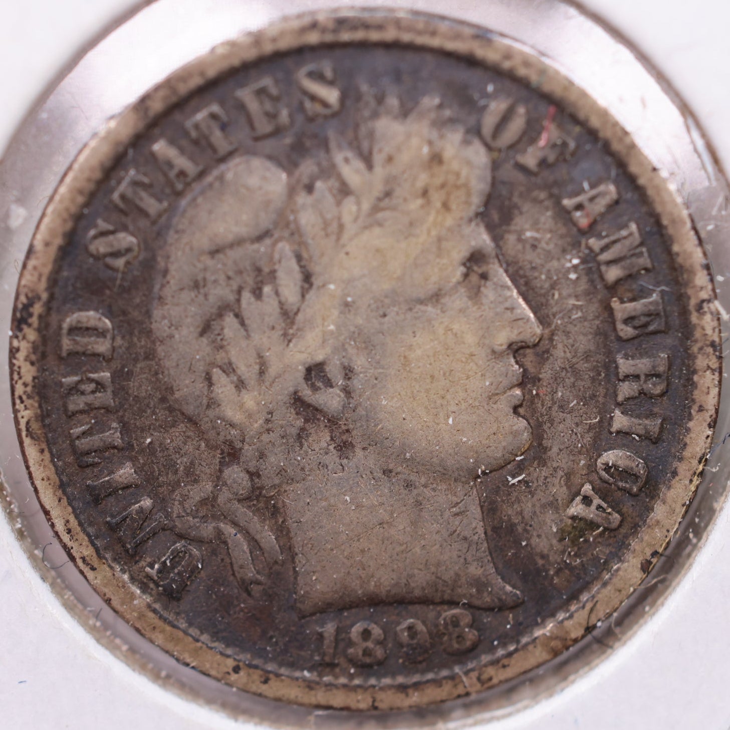 1898 Barber Dime, Very Good Circulated Coin, Store #19298