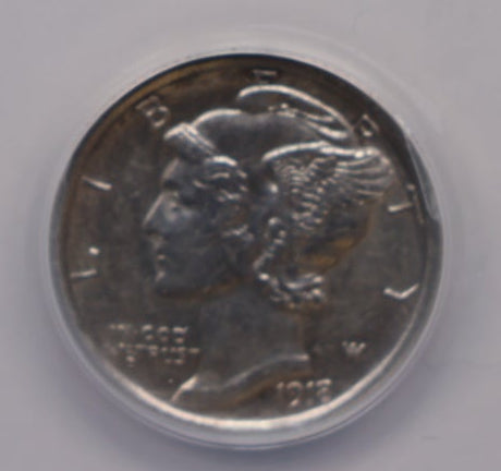 1918-D Mercury Silver Dime, ANACS AU-58 Details, Cleaned, Store #DE030.