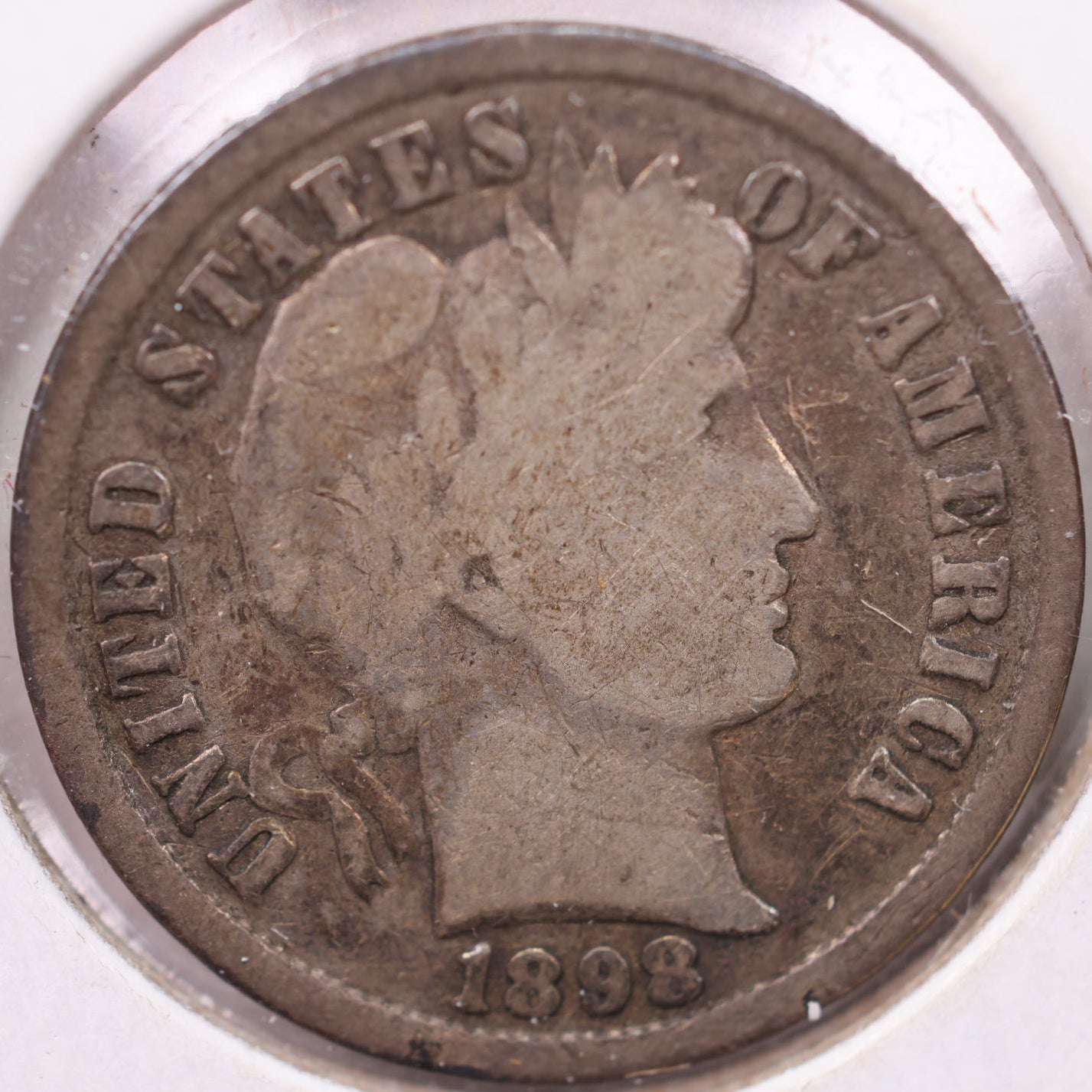 1898 Barber Dime, Good Circulated Coin, Store #19300
