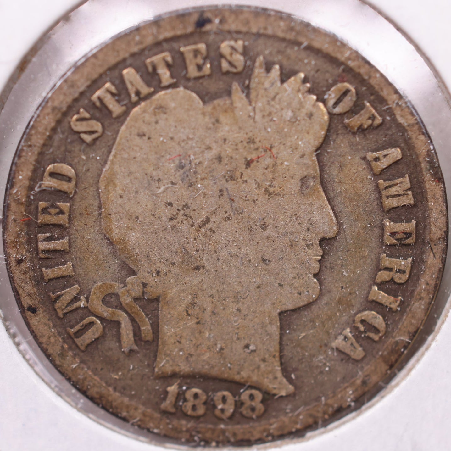 1898 Barber Dime, Good Circulated Coin, Store #19304