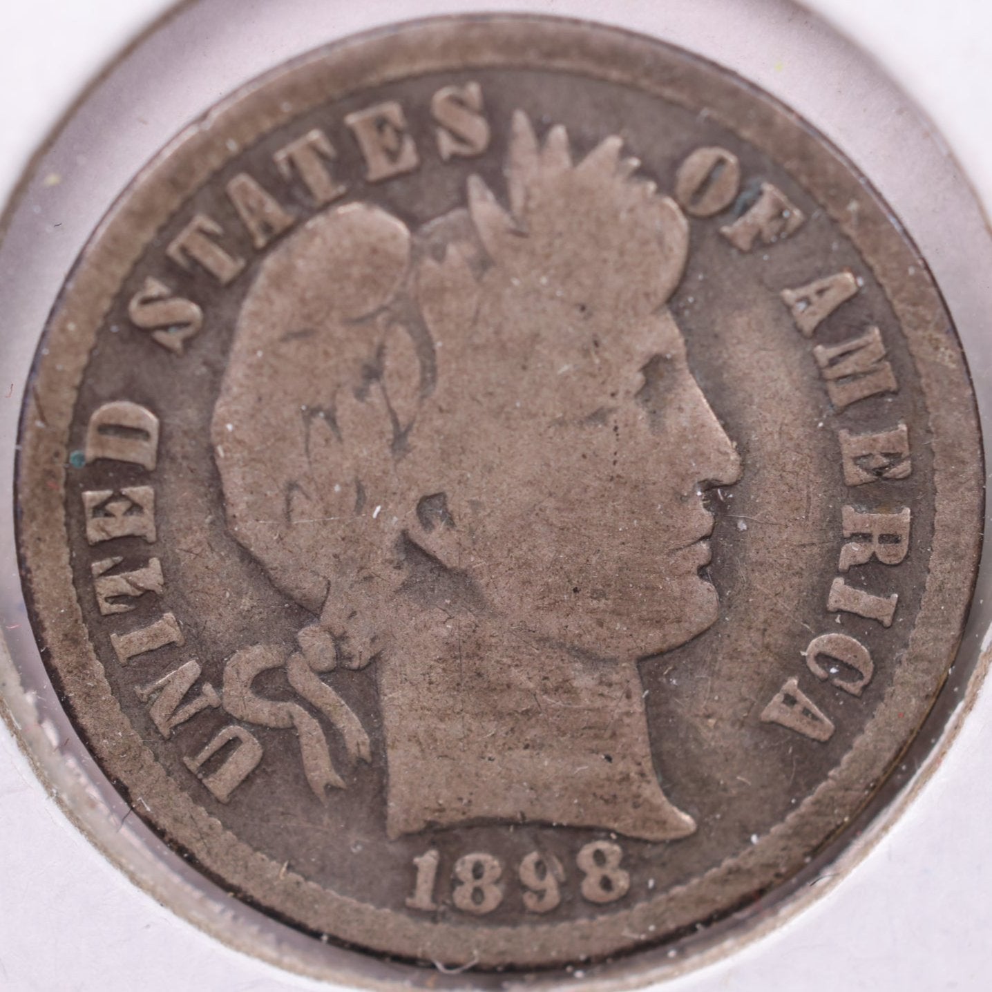1898-O Barber Silver Dime, Very Good Circulated Coin, Store #d898O01