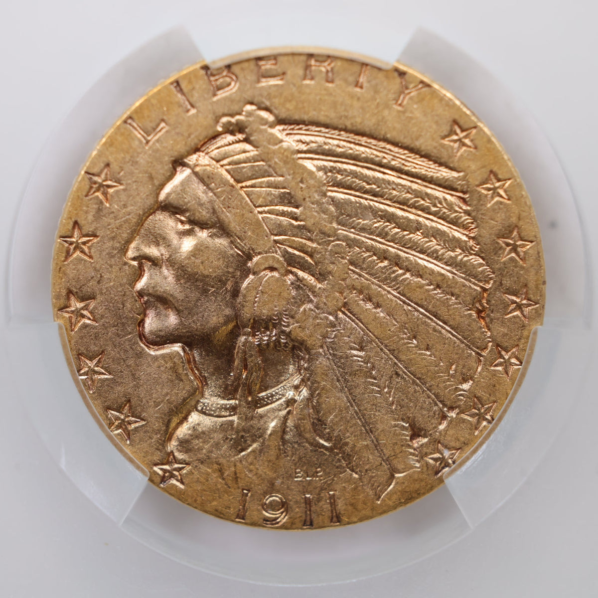1911-S $5 Gold Indian Five Dollar, CAC Graded XF-45, Store Sale #G014.