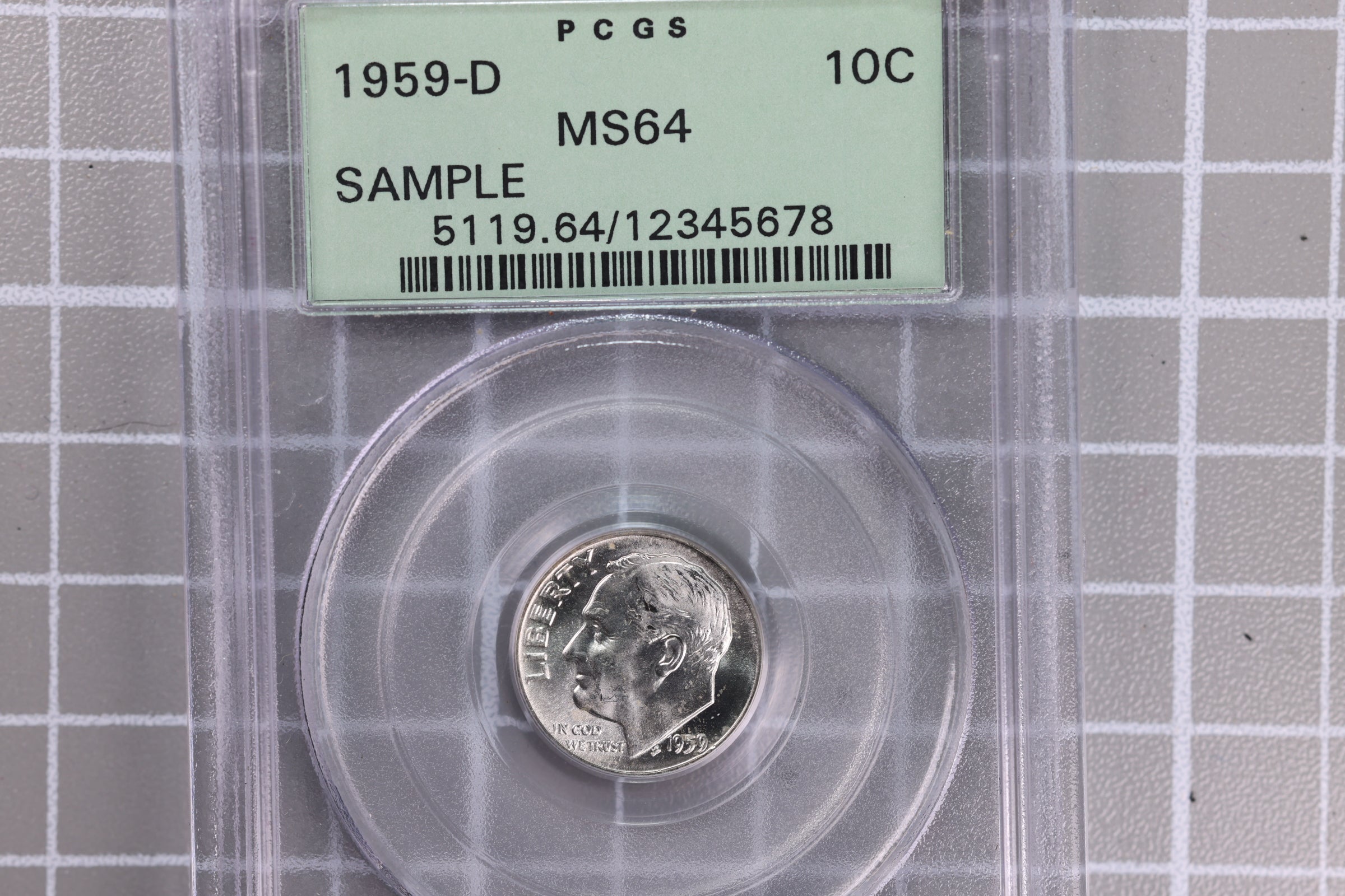 1959-D Roosevelt Silver Dime, PCGS MS64, "SAMPLE", Store #23070501