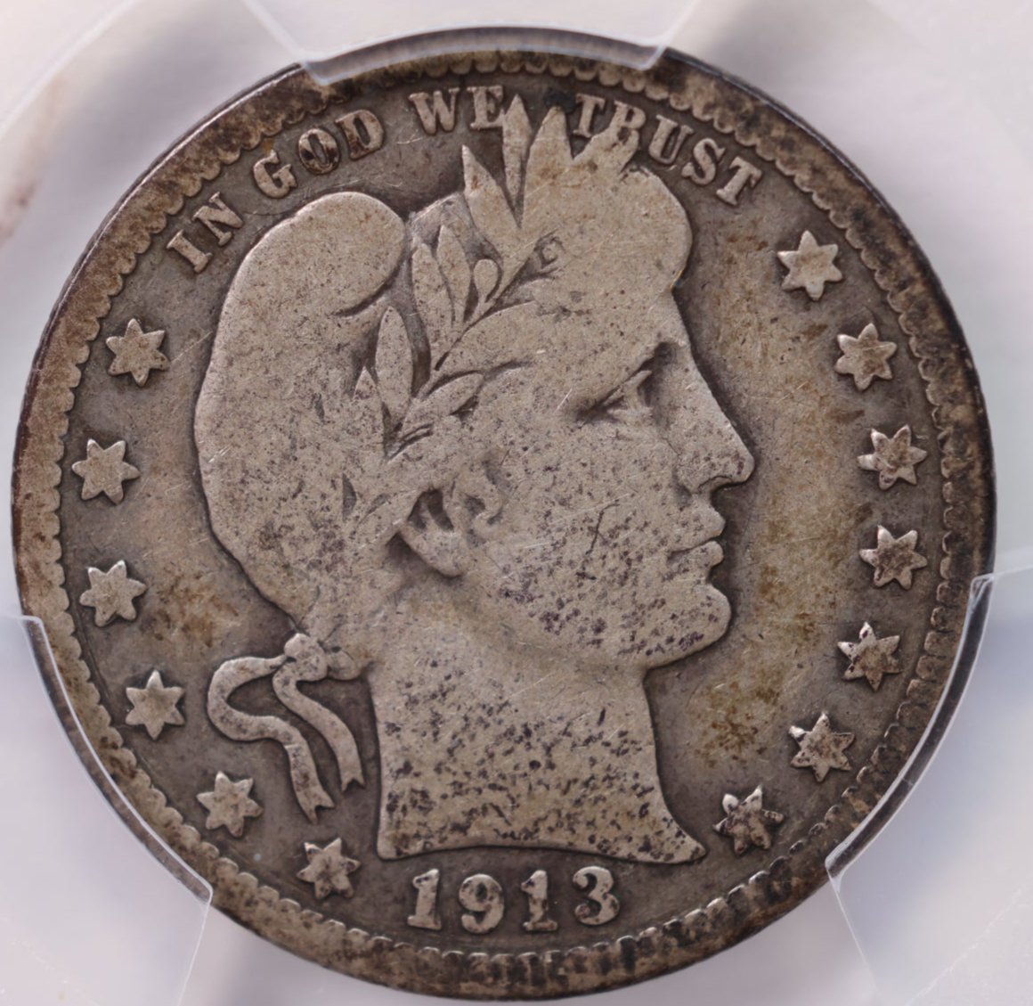 1913 Barber Silver Quarter., PCGS VG-08., Store #GBQ004