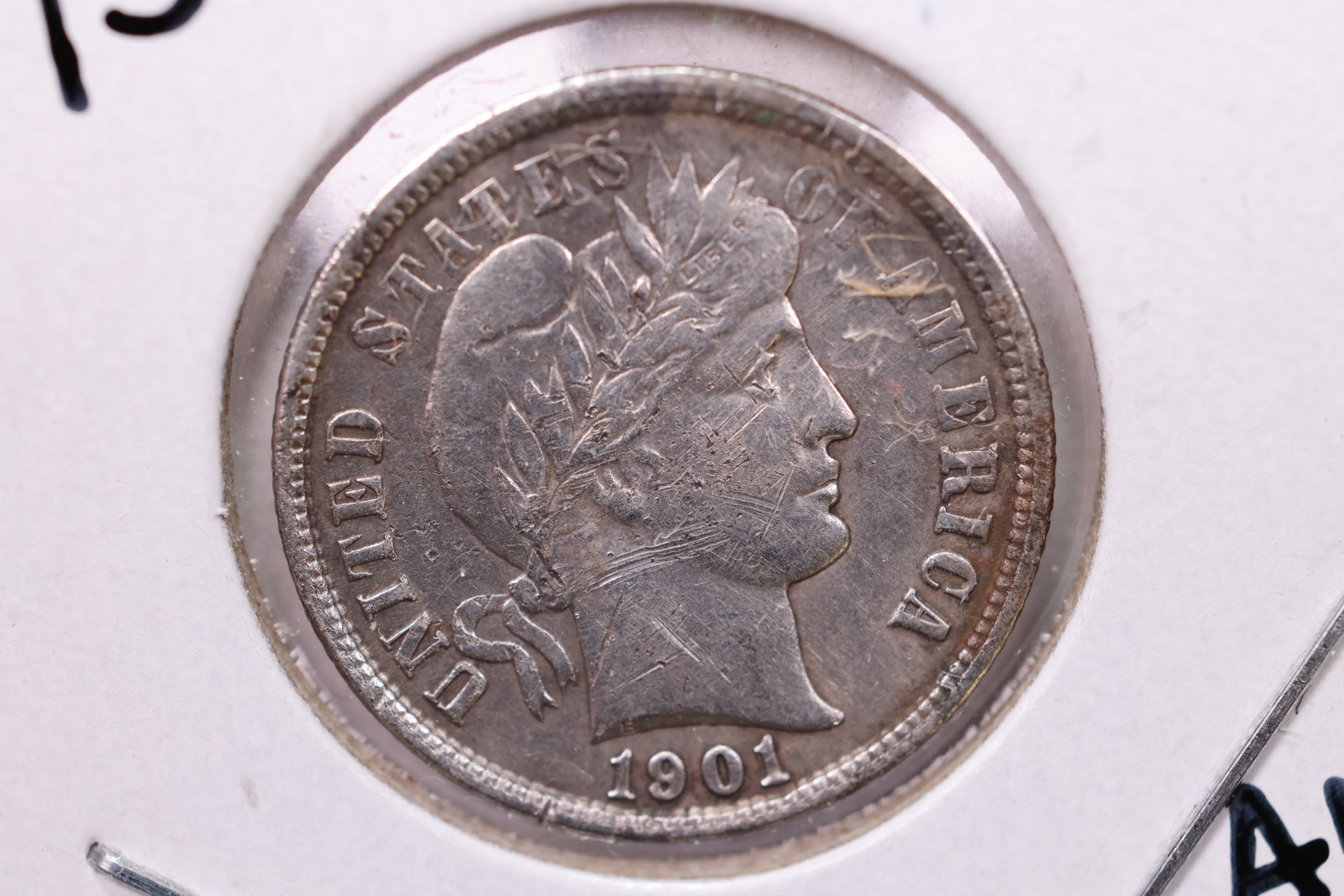 1901 Barber Silver Dime., XF Details., Store Sale #19372