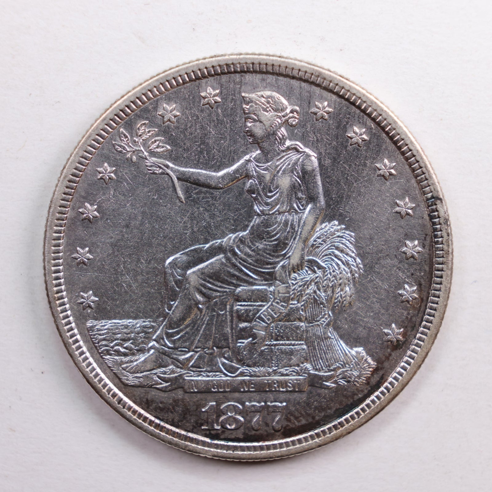 1877-S Trade Dollar, Mint State Uncirculated Coin w/ details, Store #DR0681