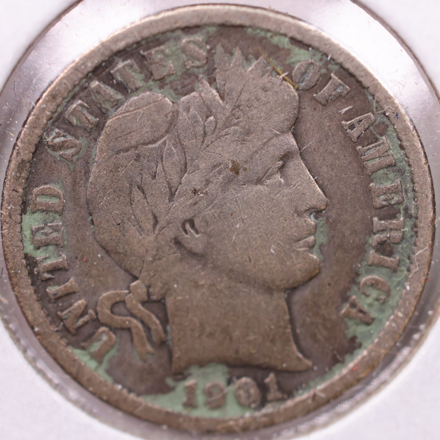 1901 Barber Dime, Fine Circulated Coin, Details, Store #19381