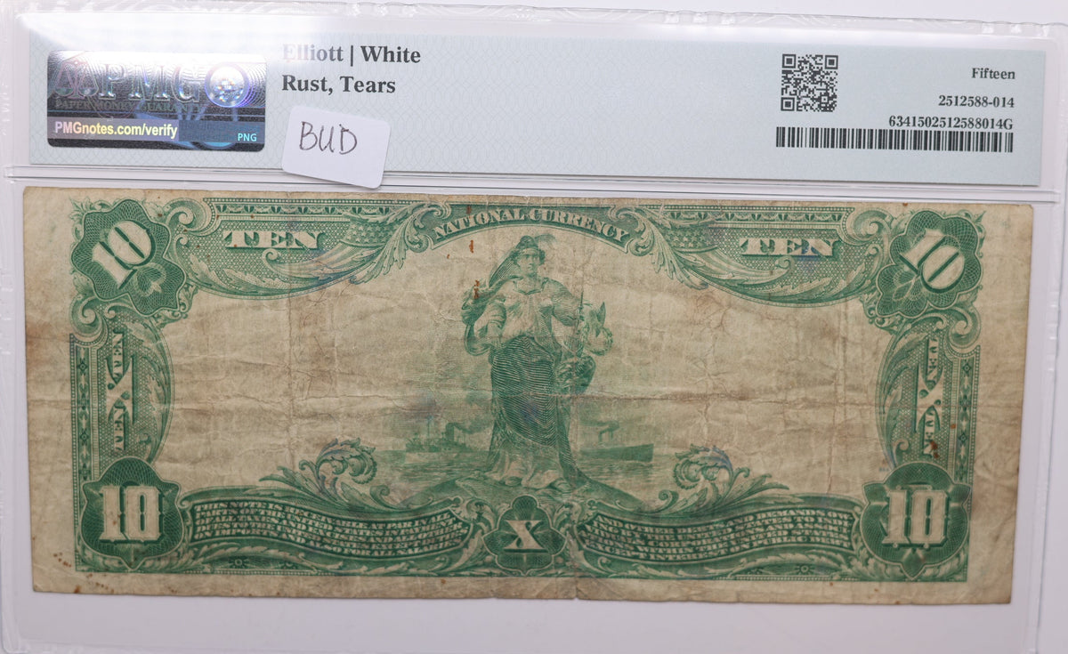 1902 $10, Norfolk, Virginia, National Currency, CH# 6032. PMG Choice F-15, Store#NBN061