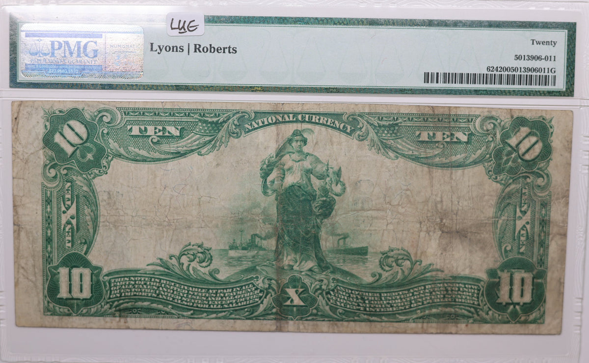 1902 $10, Wilmington, Delaware, National Currency, CH# 1390. PMG VF-20, Store#NBN062