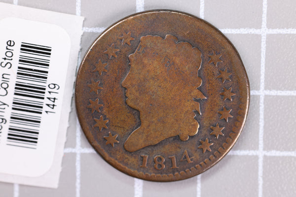 1814 Large Cent, Affordable Circulated Coin, Store Sale #14419