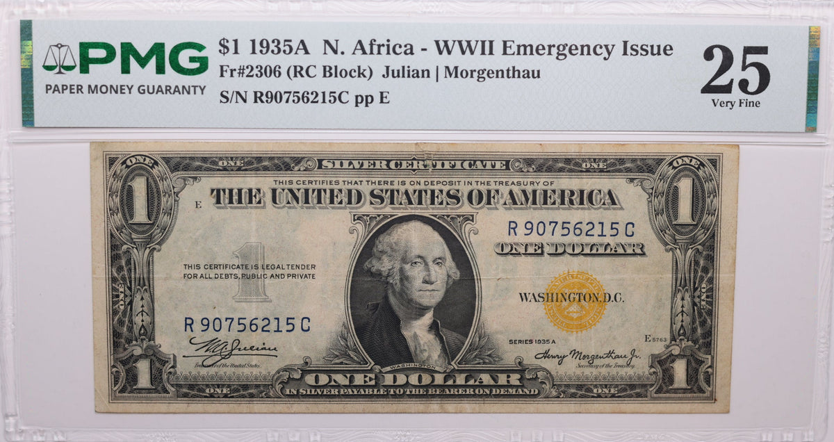 1935A, $1 Silver Certificate, N. Africa WWII Emergency Issue, PMG VF-25, Store #GSSC012