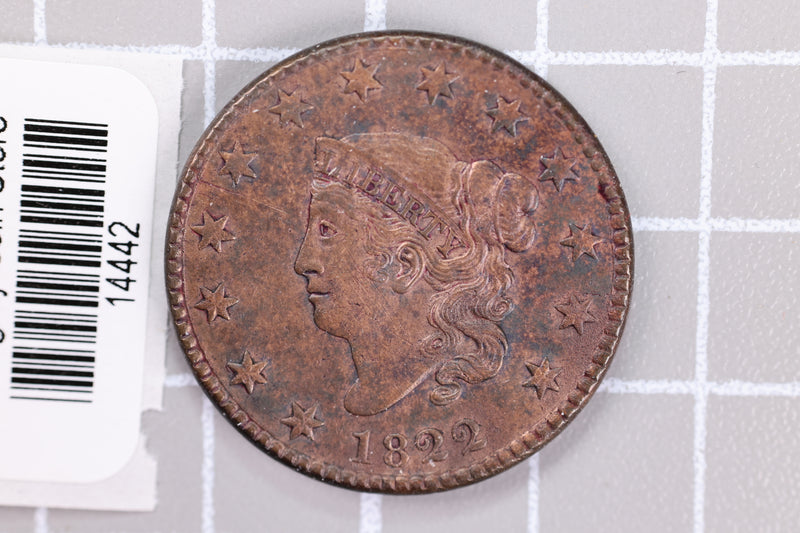 1822 Large Cent, Affordable Circulated Coin, Store Sale