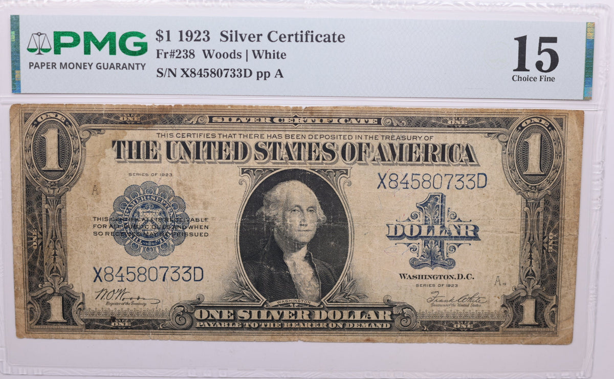 1923 $1 Silver Certificate, Fr#238, PMG F-15, Store Sale #GLSC012