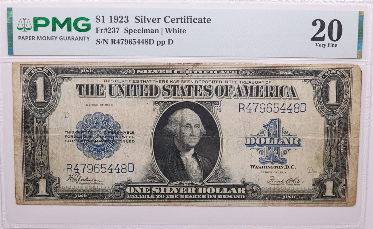 1923 $1 Silver Certificate, Fr#237, PMG VF-20, Store Sale #GLSC014