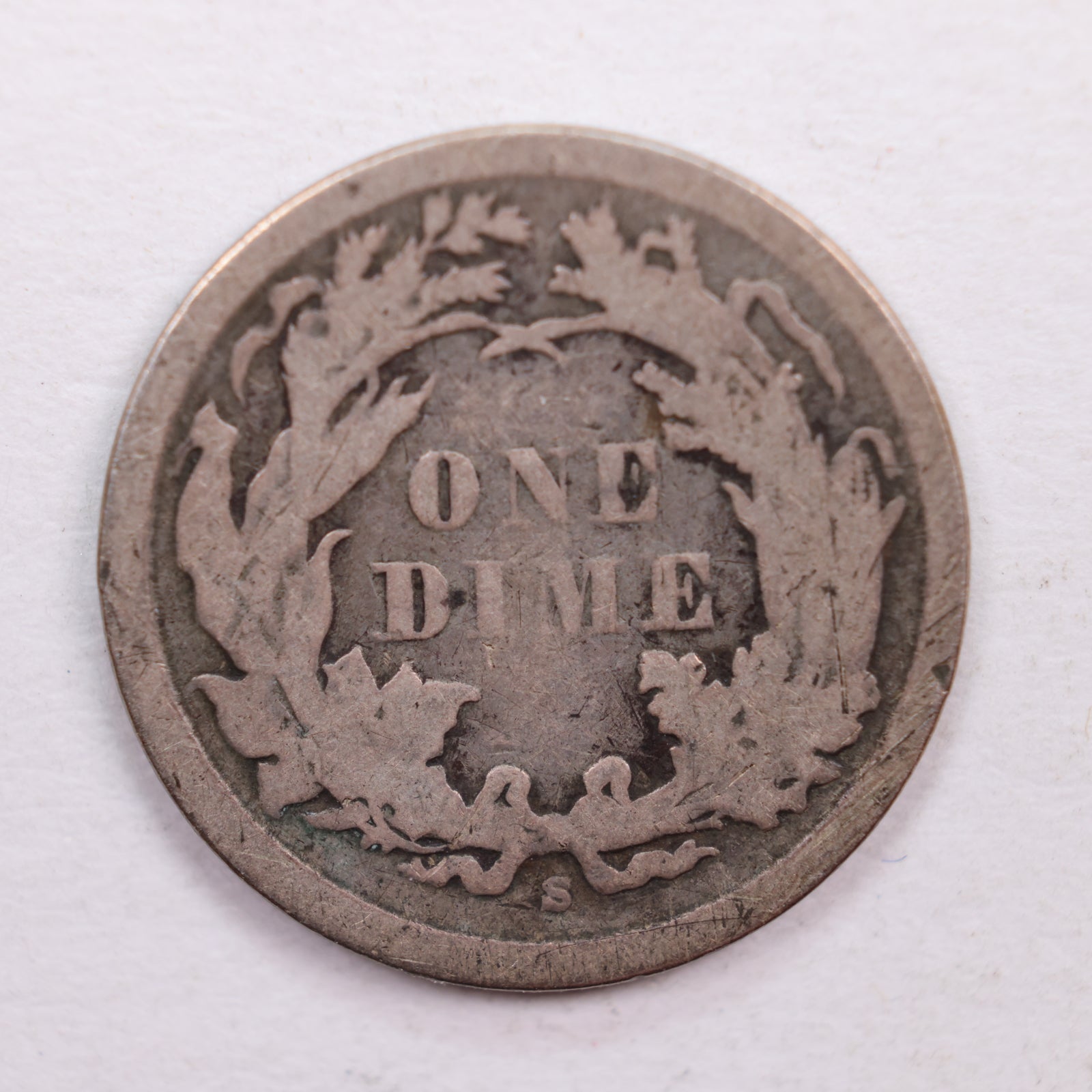 1868-S Seated Liberty Dime., Very Good Circulated Coin., Store Sale #DE0367.