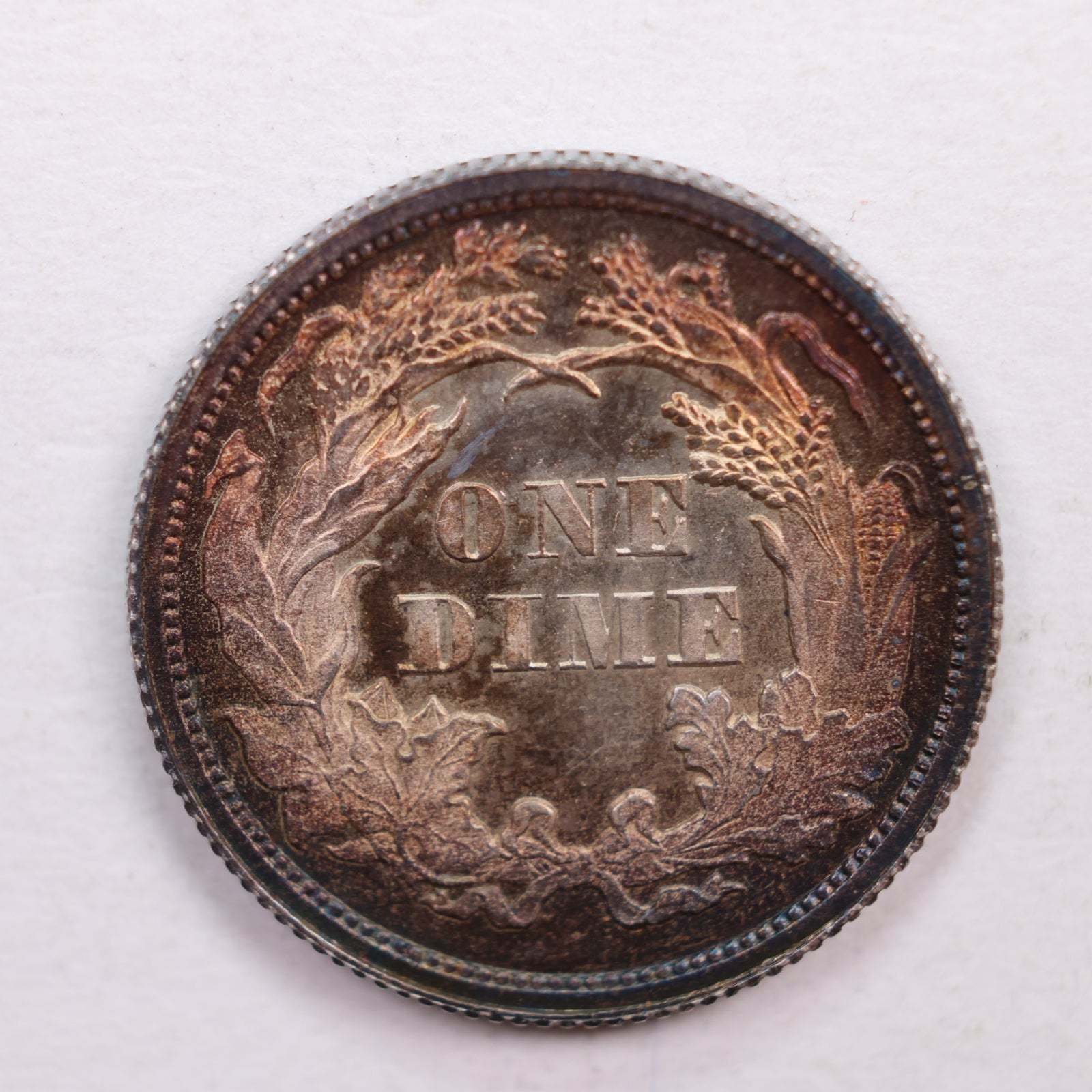 1867 Seated Liberty Dime., Mint State, Uncirculated Coin., Store Sale #DE0368.