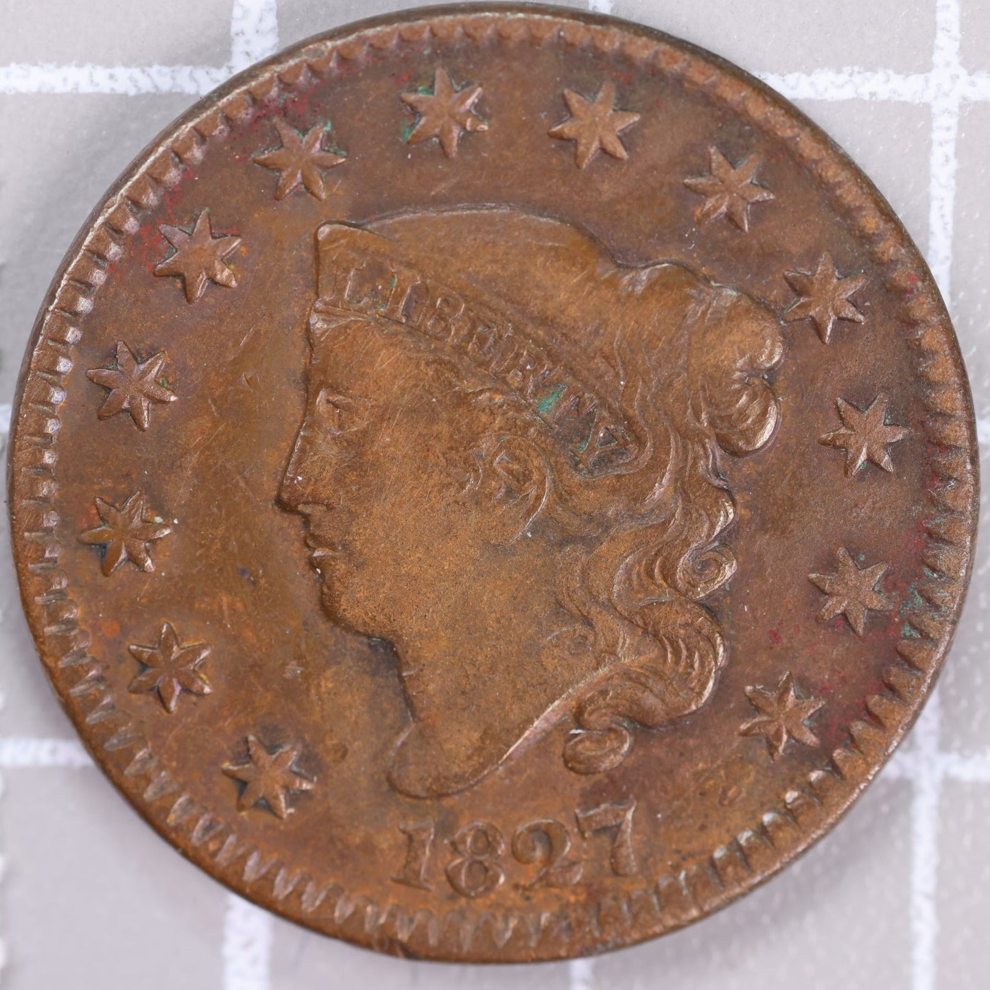 1827 Coronet Head Large Cent, Very Fine Circulated Coin, Store #14462