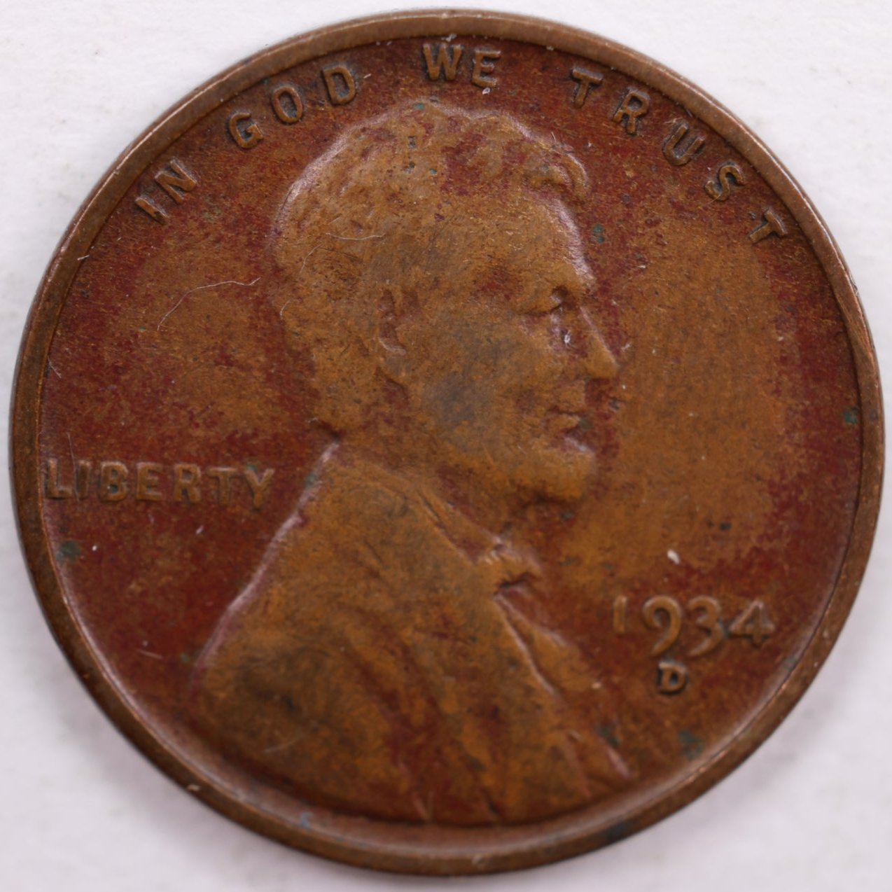 1934-D Lincoln Cent, Very Fine Circulated Coin, Store #CT0064