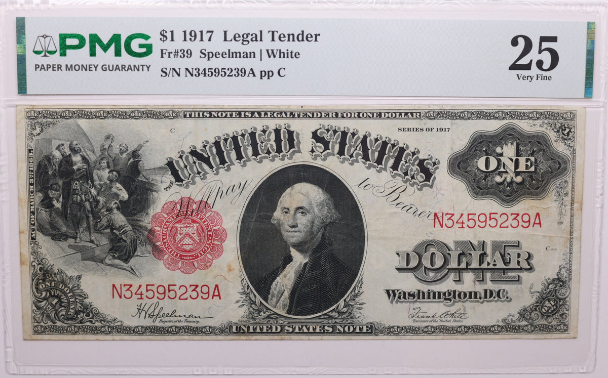 1917 $1, Legal Tender Note., Fr#39, PMG VF-25, Store #GLT007