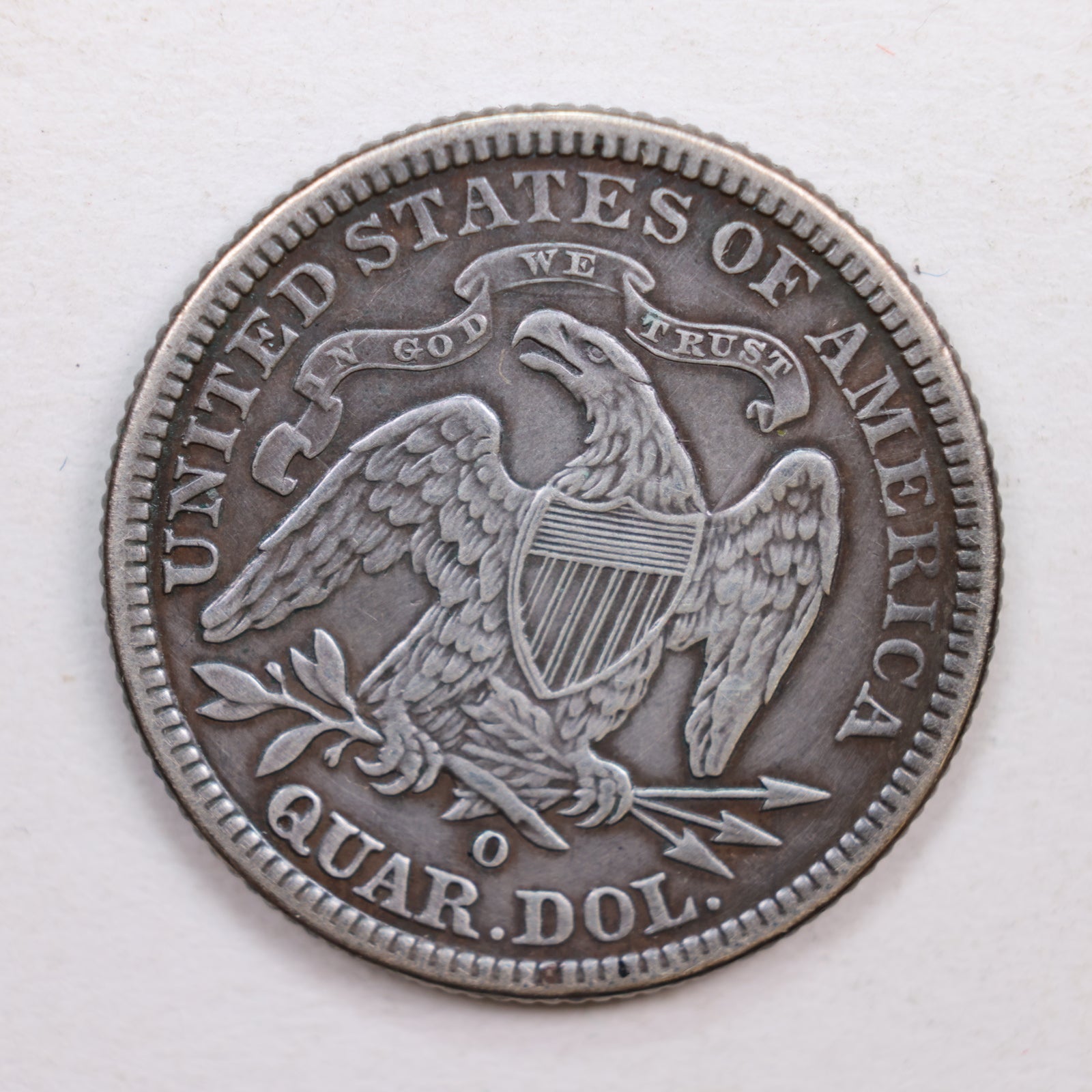 1891-O Seated Liberty Quarter., About Uncirculated Silver Coin., Store #QR527.