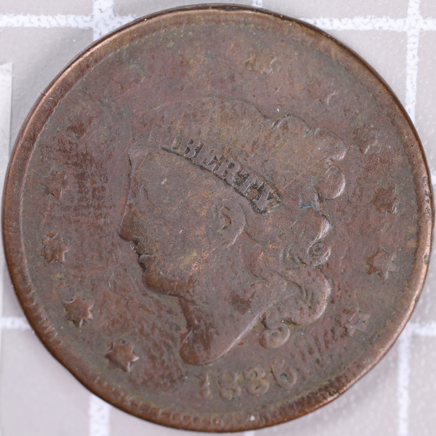 1835 Coronet Head Large Cent, Very Good+ Circulated Coin, Store #14498