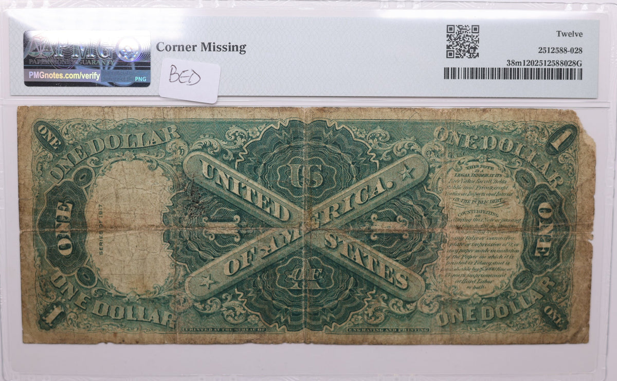 1917 $1, Legal Tender Note., Fr#38m, PMG F-12, Store #GLT010