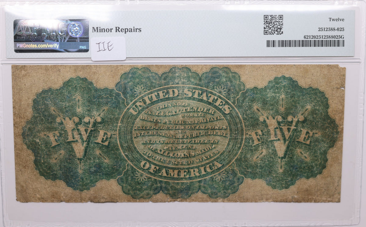 1862 $5, Legal Tender Note, Fr#62 New Series 1-23, PMG F-12, Store #GLT011